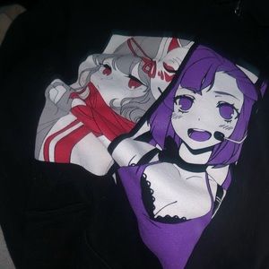 black hoodie anime design